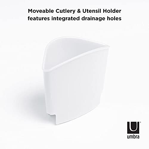 Umbra Sinkin Dish Drying Rack – Drainer Caddy with Removable Cutlery Holder – Use in Sink or On Counter, Standard, White/Nickel - My Kitchen Products