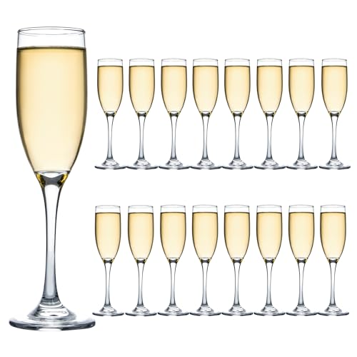 UMEIED 6 Oz Classic Champagne Flutes Set of 16, Long Stemmed Crystal Clear Champagne Glasses, Sparkling Wine Glasses for Home Party Wedding Birthday Housewarming Gifts - My Kitchen Products