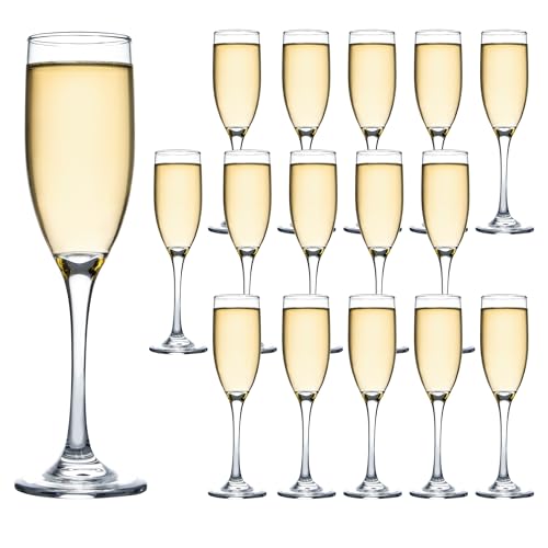 UMEIED 6 Oz Classic Champagne Flutes Set of 16, Long Stemmed Crystal Clear Champagne