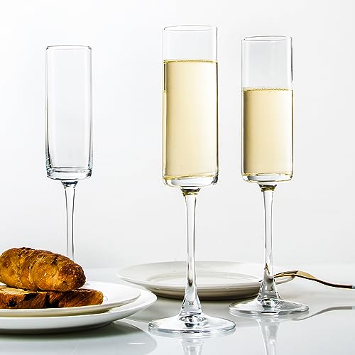 UMEIED 6 Oz Edge Champagne Flutes Set of 12, Long Stemmed Crystal Clear Champagne Flute Glass Set, Sparkling Wine Glasses for Home Party Wedding Birthday Housewarming Gifts - My Kitchen Products