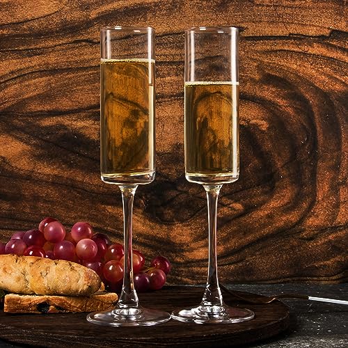 UMEIED 6 Oz Edge Champagne Flutes Set of 12, Long Stemmed Crystal Clear Champagne Flute Glass Set, Sparkling Wine Glasses for Home Party Wedding Birthday Housewarming Gifts - My Kitchen Products