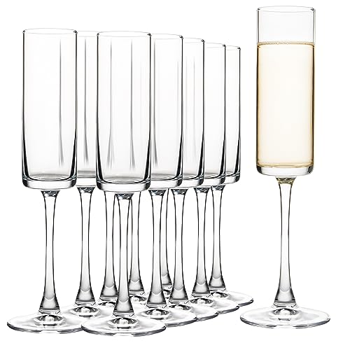 UMEIED 6 Oz Edge Champagne Flutes Set of 12, Long Stemmed Crystal Clear Champagne Flute Glass Set, Sparkling Wine Glasses for Home Party Wedding Birthday Housewarming Gifts - My Kitchen Products