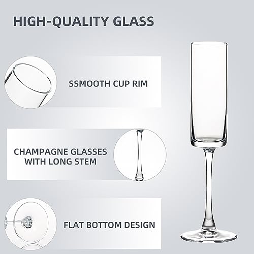 UMEIED 6 Oz Edge Champagne Flutes Set of 12, Long Stemmed Crystal Clear Champagne Flute Glass Set, Sparkling Wine Glasses for Home Party Wedding Birthday Housewarming Gifts - My Kitchen Products