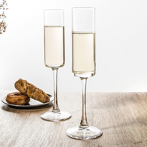UMEIED 6 Oz Edge Champagne Flutes Set of 12, Long Stemmed Crystal Clear Champagne Flute Glass Set, Sparkling Wine Glasses for Home Party Wedding Birthday Housewarming Gifts - My Kitchen Products