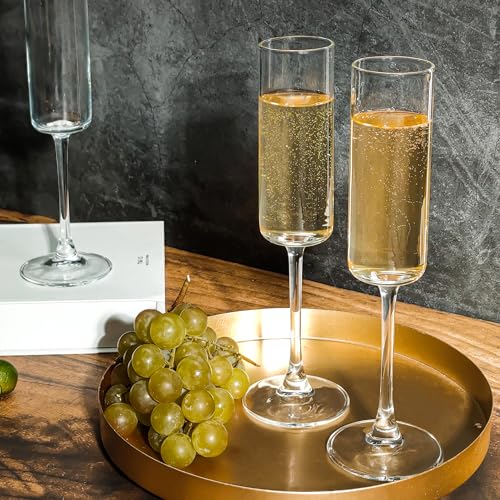 UMEIED Champagne Flutes, 6oz Edge Champagne Glasses Set of 12 with Long Stem - Sparkling Wine Glasses & Elegant Gift for Home, Wedding, Anniversary, Party, Birthday, Clear - My Kitchen Products