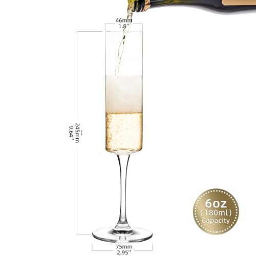 UMEIED Champagne Flutes, 6oz Edge Champagne Glasses Set of 12 with Long Stem - Sparkling Wine Glasses & Elegant Gift for Home, Wedding, Anniversary, Party, Birthday, Clear - My Kitchen Products