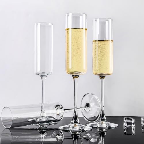 UMEIED Champagne Flutes, 6oz Edge Champagne Glasses Set of 12 with Long Stem - Sparkling Wine Glasses & Elegant Gift for Home, Wedding, Anniversary, Party, Birthday, Clear - My Kitchen Products