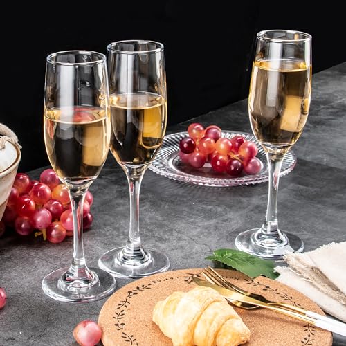 UMEIED Champagne Flutes Set of 12, 6 Oz Premium Champagne Glasses for Parties, Weddings, Classic Sparkling Wine Glass, Crystal Clear - My Kitchen Products