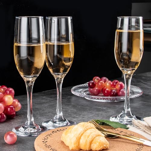 UMEIED Champagne Glasses, Set of 12 Champagne Flutes with Classic Shape, Long stem Sparkling Wine glasses for Wedding, Restaurant, Bar, Wine Toasting, Clear - My Kitchen Products