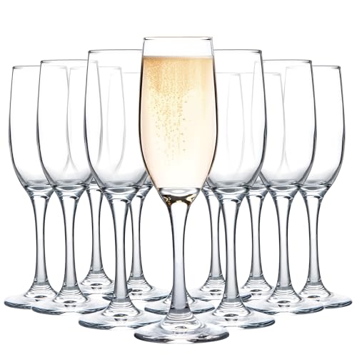 UMEIED Champagne Glasses, Set of 12 Champagne Flutes with Classic Shape, Long stem Sparkling Wine glasses for Wedding