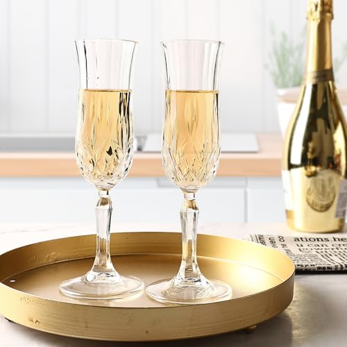 UMEIED Engraved Champagne Flutes, Set of 12-4.16 oz Elegant Etched Glass Coupe Glasses for Wedding, Anniversary, Bridal Shower & Parties - My Kitchen Products