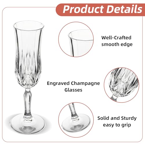 UMEIED Engraved Champagne Flutes, Set of 12-4.16 oz Elegant Etched Glass Coupe Glasses for Wedding, Anniversary, Bridal Shower & Parties - My Kitchen Products