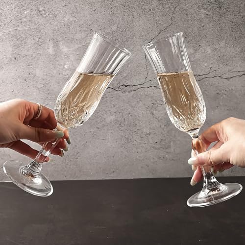 UMEIED Engraved Champagne Flutes, Set of 12-4.16 oz Elegant Etched Glass Coupe Glasses for Wedding, Anniversary, Bridal Shower & Parties - My Kitchen Products