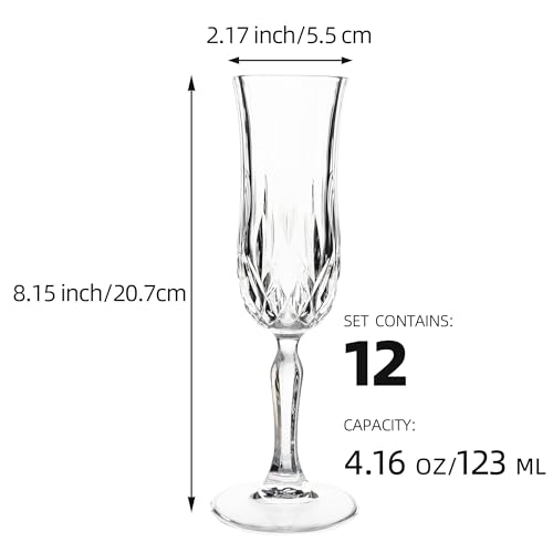 UMEIED Engraved Champagne Flutes, Set of 12-4.16 oz Elegant Etched Glass Coupe Glasses for Wedding, Anniversary, Bridal Shower & Parties - My Kitchen Products