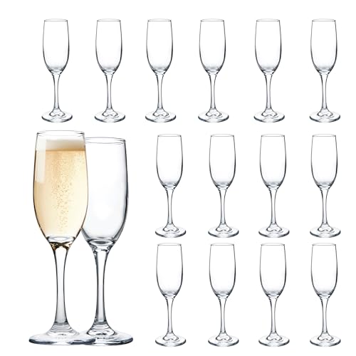UMEIED Set of 16 Champagne Glasses, Champagne Flutes with Classic Shape, Long stem Sparkling Wine glasses for Wedding