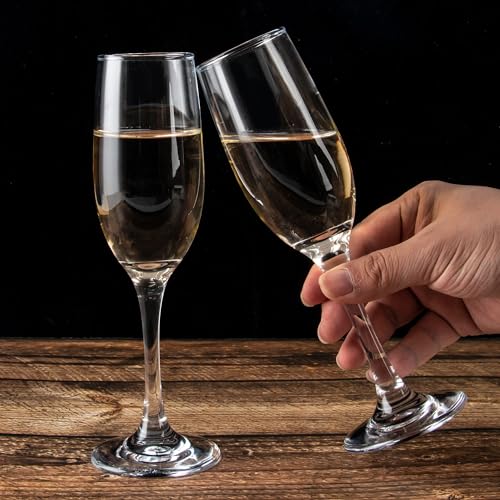 UMEIED Set of 16 Champagne Glasses, Champagne Flutes with Classic Shape, Long stem Sparkling Wine glasses for Wedding, Restaurant, Bar, Wine Toasting, Clear - My Kitchen Products