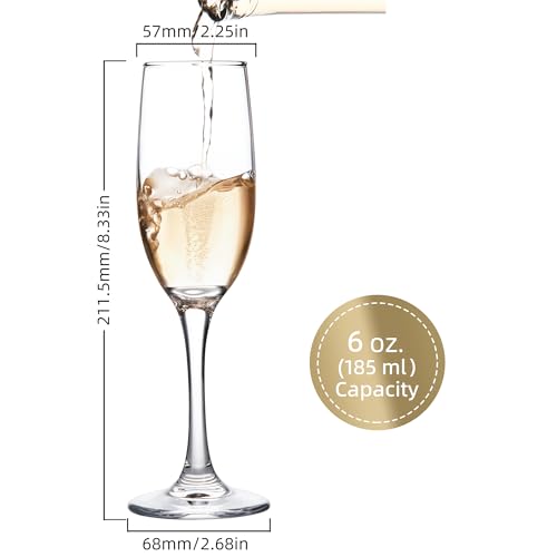 UMEIED Set of 16 Champagne Glasses, Champagne Flutes with Classic Shape, Long stem Sparkling Wine glasses for Wedding, Restaurant, Bar, Wine Toasting, Clear - My Kitchen Products