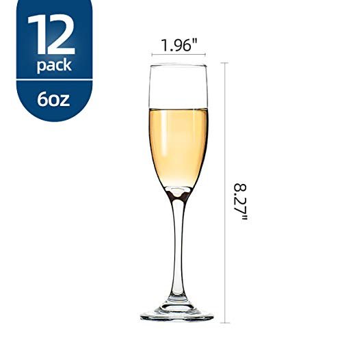 UMI UMIZILI Classic Champagne Flutes, Set of 12, 6 Oz Premium Stemmed Champagne Glasses, Sparkling Wine Glass, Crystal Clear - My Kitchen Products