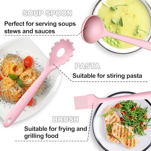 Umite Chef 22-Piece Silicone Cooking Utensils Set, Heat Resistant & Dishwasher Safe Kitchen Tools, Non-Scratch Spatula Set for Nonstick Cookware (Pink) - My Kitchen Products