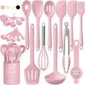 Umite Chef 22-Piece Silicone Cooking Utensils Set, Heat Resistant & Dishwasher Safe Kitchen Tools, Non-Scratch Spatula Set for Nonstick Cookware (Pink) - My Kitchen Products