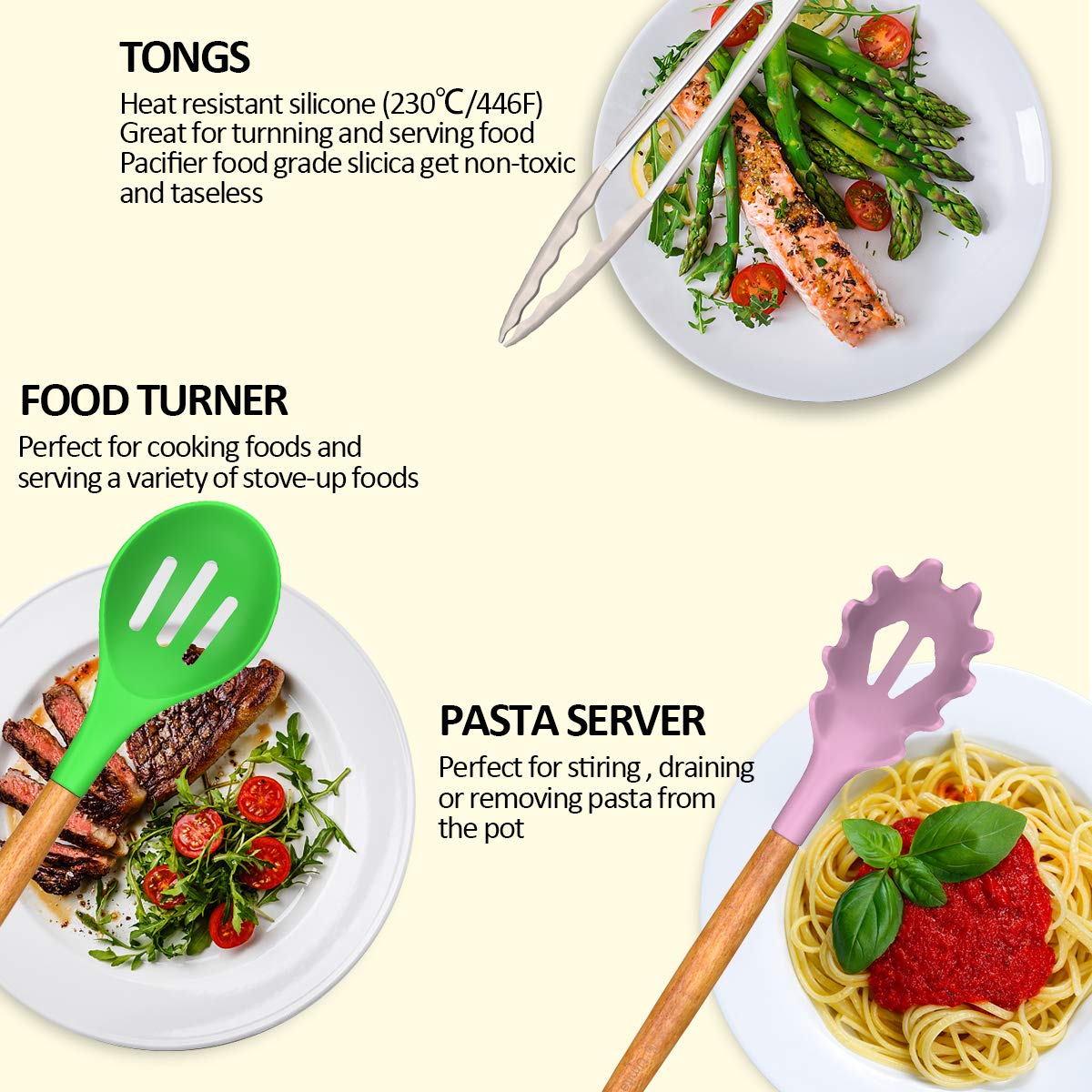 Umite Chef Kitchen Cooking Utensils Set, 33 pcs Non-stick Silicone Cooking Kitchen Utensils Spatula Set with Holder, Wooden Handle Silicone Kitchen Gadgets Utensil Set (Colorful) - My Kitchen Products
