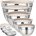 Umite Chef Mixing Bowls with Airtight Lids Set, 8PCS Stainless Steel Nesting Bowls with Grater Attachments, Non-Slip Bottoms, 5, 4, 3.5, 2, 1.5QT for Mixing & Serving - My Kitchen Products