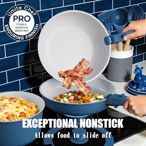 Umite Chef Pots and Pans Set Non Stick, 21 pcs Ceramic Cookware Set with Detachable Handles, Healthy Induction Cookware, RV Kitchen Cooking Set, with Utensils & Frying Pans Set, PFAS PFOA & PTFE Free - My Kitchen Products