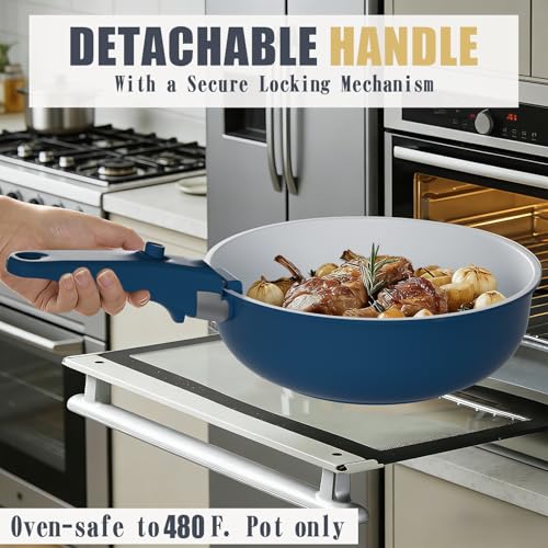Umite Chef Pots and Pans Set Non Stick, 21 pcs Ceramic Cookware Set with Detachable Handles, Healthy Induction Cookware, RV Kitchen Cooking Set, with Utensils & Frying Pans Set, PFAS PFOA & PTFE Free - My Kitchen Products