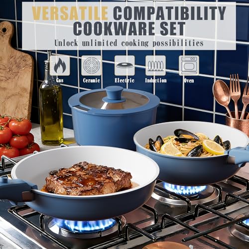 Umite Chef Pots and Pans Set Non Stick, 21 pcs Ceramic Cookware Set with Detachable Handles, Healthy Induction Cookware, RV Kitchen Cooking Set, with Utensils & Frying Pans Set, PFAS PFOA & PTFE Free - My Kitchen Products