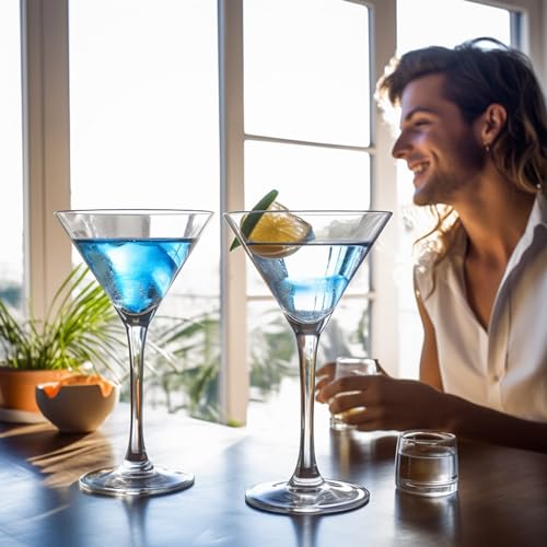 Unbreakable Martini Glasses Set of 6, 10 oz Plastic Martini Cocktail Glasses with Stem, Reusable Cocktail Glasses for Bar, Margarita, Whiskey, Gin, Tequila, BPA-Free, Top Rack Dishwasher-Safe, Clear - My Kitchen Products