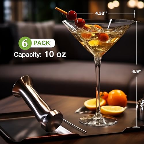 Unbreakable Martini Glasses Set of 6, 10 oz Plastic Martini Cocktail Glasses with Stem, Reusable Cocktail Glasses for Bar, Margarita, Whiskey, Gin, Tequila, BPA-Free, Top Rack Dishwasher-Safe, Clear - My Kitchen Products