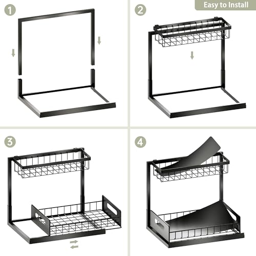 Under Kitchen Sink Organizer 2 Tier, Pull Out Bathroom Sink Organizers and Storage, Cabinet Kitchen Bathroom Storage Organization Shelf, 1 Pack Black - My Kitchen Products