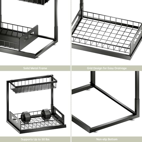 Under Kitchen Sink Organizer 2 Tier, Pull Out Bathroom Sink Organizers and Storage, Cabinet Kitchen Bathroom Storage Organization Shelf, 1 Pack Black - My Kitchen Products