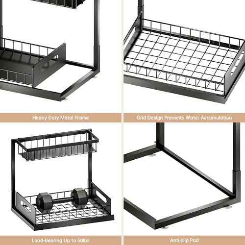 Under Sink Organizer and Storage, Slide Out Cabinet Organizer, Pull Out Sink Shelf for Kitchen Bathroom Laundry, Black, 1 Pack - My Kitchen Products