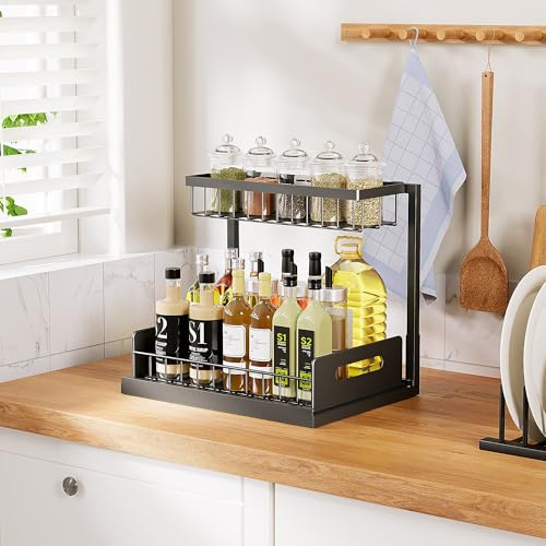 Under Sink Organizer and Storage, Slide Out Cabinet Organizer, Pull Out Sink Shelf for Kitchen Bathroom Laundry, Black, 1 Pack - My Kitchen Products