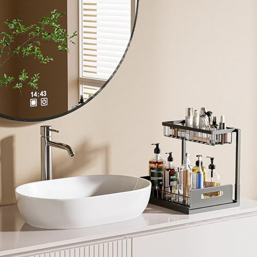 Under Sink Organizer and Storage, Slide Out Cabinet Organizer, Pull Out Sink Shelf for Kitchen Bathroom Laundry, Black, 1 Pack - My Kitchen Products