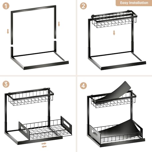 Under Sink Organizer and Storage, Slide Out Cabinet Organizer, Pull Out Sink Shelf for Kitchen Bathroom Laundry, Black, 1 Pack - My Kitchen Products