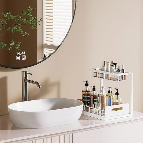 Under Sink Organizer and Storage, Slide Out Cabinet Organizer, Pull Out Sink Shelf for Kitchen Bathroom Laundry, White, 1 Pack - My Kitchen Products