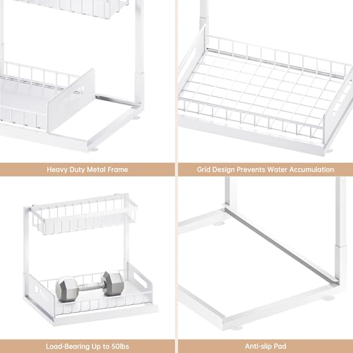 Under Sink Organizer and Storage, Slide Out Cabinet Organizer, Pull Out Sink Shelf for Kitchen Bathroom Laundry, White, 1 Pack - My Kitchen Products