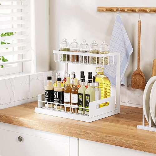 Under Sink Organizer and Storage, Slide Out Cabinet Organizer, Pull Out Sink Shelf for Kitchen Bathroom Laundry, White, 1 Pack - My Kitchen Products