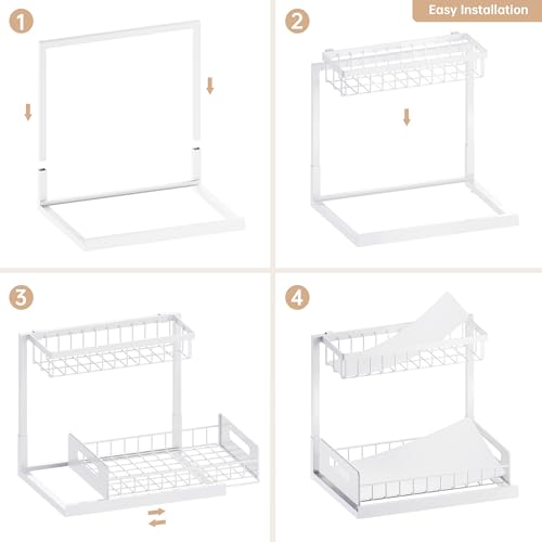 Under Sink Organizer and Storage, Slide Out Cabinet Organizer, Pull Out Sink Shelf for Kitchen Bathroom Laundry, White, 1 Pack - My Kitchen Products