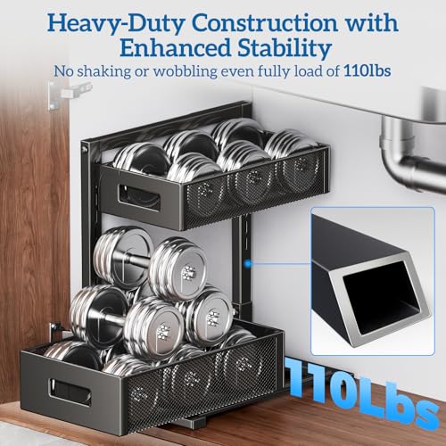 Under Sink Organizer for Bathroom & Kitchen, Under Cabinet Storage Shelf, Bathroom Cabinet Organizer Vanity Drawer Pantry Organization, Multi-Purpose Under Sink Slide Out Storage Shelf - My Kitchen Products