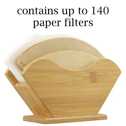 Unibene Bamboo Coffee Filter Holder, Renewable Stand Container Dispenser Rack Shelf for Square Cone-shaped and Flat-bottomed Pour Over Paper Filters - My Kitchen Products