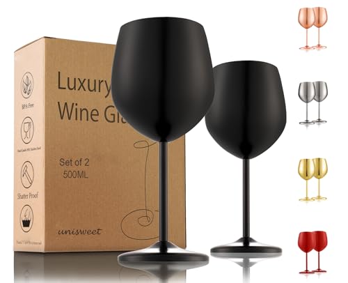 UNISWEET Stainless Steel Wine Glasses Set of