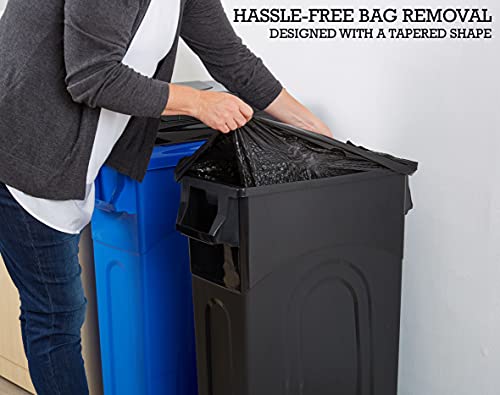 United Solutions Highboy Waste Container with Swing Lid, 23 Gallon, Space Saving Slim Profile and Simple Bag Removal, Handles for Easy Carrying, Indoor/Outdoor Use, Plastic, Black, 1-Pack. - My Kitchen Products