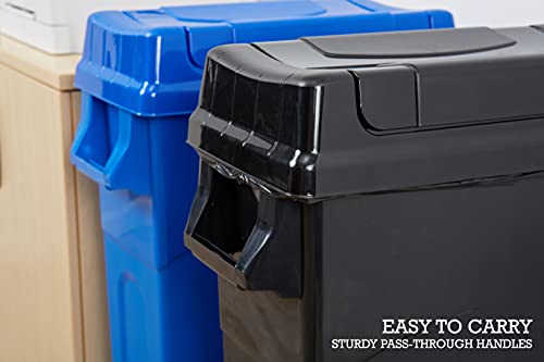 United Solutions Highboy Waste Container with Swing Lid, 23 Gallon, Space Saving Slim Profile and Simple Bag Removal, Handles for Easy Carrying, Indoor/Outdoor Use, Plastic, Black, 1-Pack. - My Kitchen Products