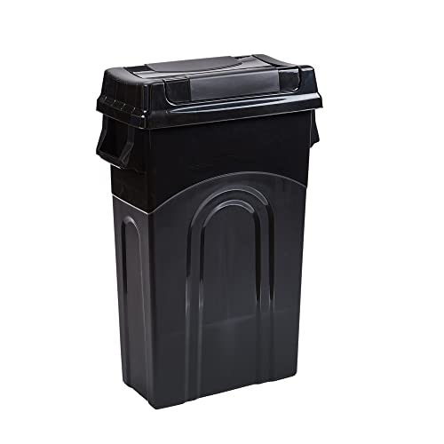 United Solutions Highboy Waste Container with Swing Lid, 23 Gallon, Space Saving Slim Profile and Simple Bag Removal, Handles for Easy Carrying, Indoor/Outdoor Use, Plastic, Black, 1-Pack. - My Kitchen Products