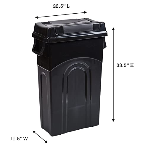United Solutions Highboy Waste Container with Swing Lid, 23 Gallon, Space Saving Slim Profile and Simple Bag Removal, Handles for Easy Carrying, Indoor/Outdoor Use, Plastic, Black, 1-Pack. - My Kitchen Products