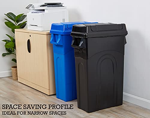 United Solutions Highboy Waste Container with Swing Lid, 23 Gallon, Space Saving Slim Profile and Simple Bag Removal, Handles for Easy Carrying, Indoor/Outdoor Use, Plastic, Black, 1-Pack. - My Kitchen Products
