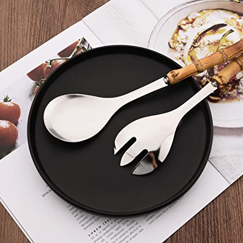 Uniturcky Serving Spoon and Fork Set, 304 Stainless Steel Serving Utensils with Natural Bamboo Handle, 10" Long Handle Serving Set for Kitchen Party Buffet, 4 Pieces / 2 of Each - My Kitchen Products